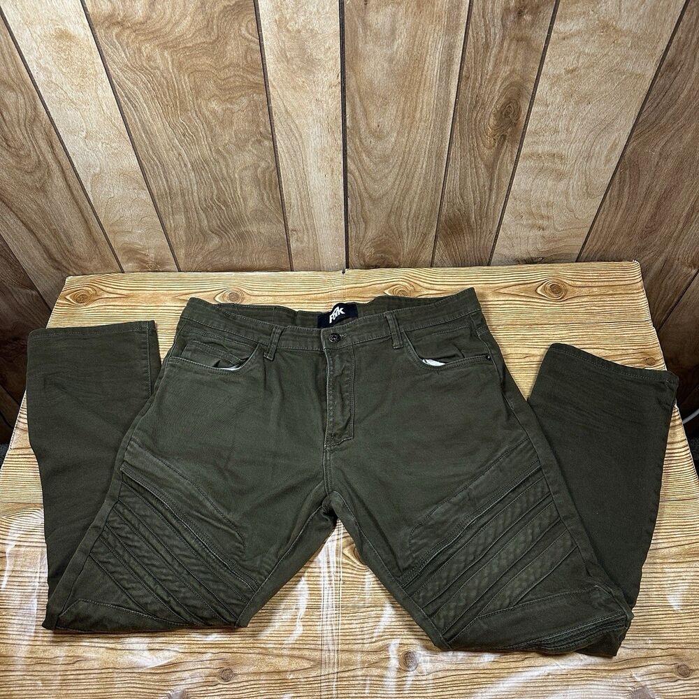 FBRK Moto Jeans Men’s Size 42x32 Green Biker Jeans Tapered